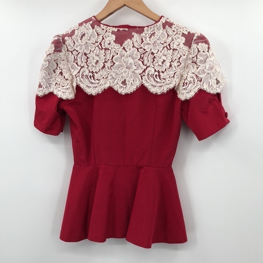 Vtg 80s Top Jacket High Low Peplum Size M Edwardian Victorian Style - Picture 5 of 7